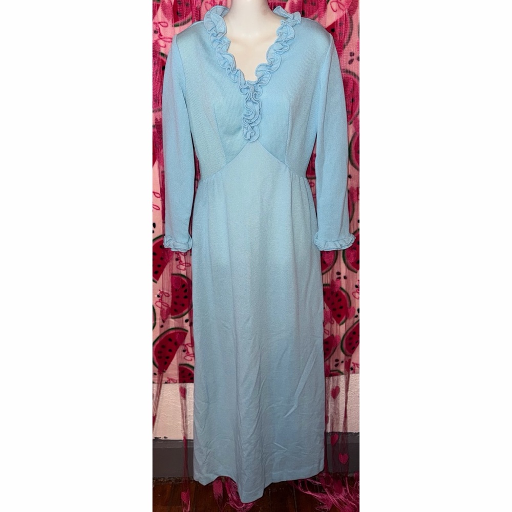 🩵 Vintage Rare 70’s Union Made Tag Maxi Dress